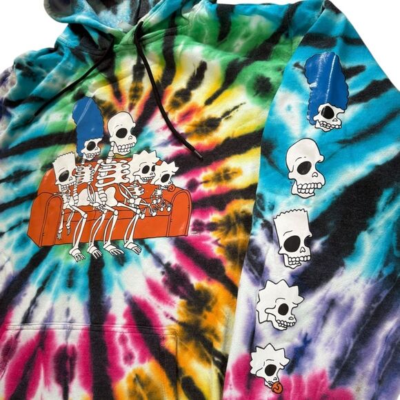 The Simpsons Tie Dye Skeletons on Couch Graphic Hoodie Kangaroo Pocket Men’s XL - Picture 3 of 10